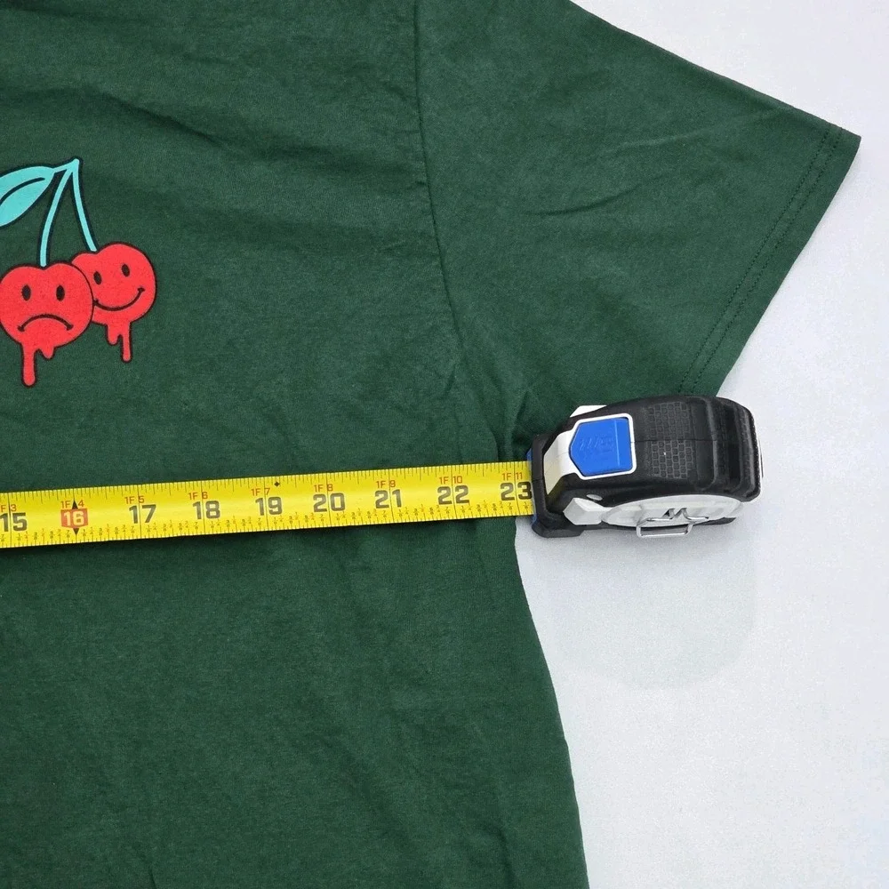 Eighty Eight Brand Mens Antisocial Cherry Graphic T-Shirt Green 2XL Streetwear